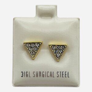 14K Gold Plated 316L Surgical Steel Triangle Stud Earrings Hypoallergenic 7x7mm